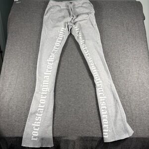 Rockstar Original Women's Sz S Sweat Pants Gray Slim Fit Flared Leg Spell out
